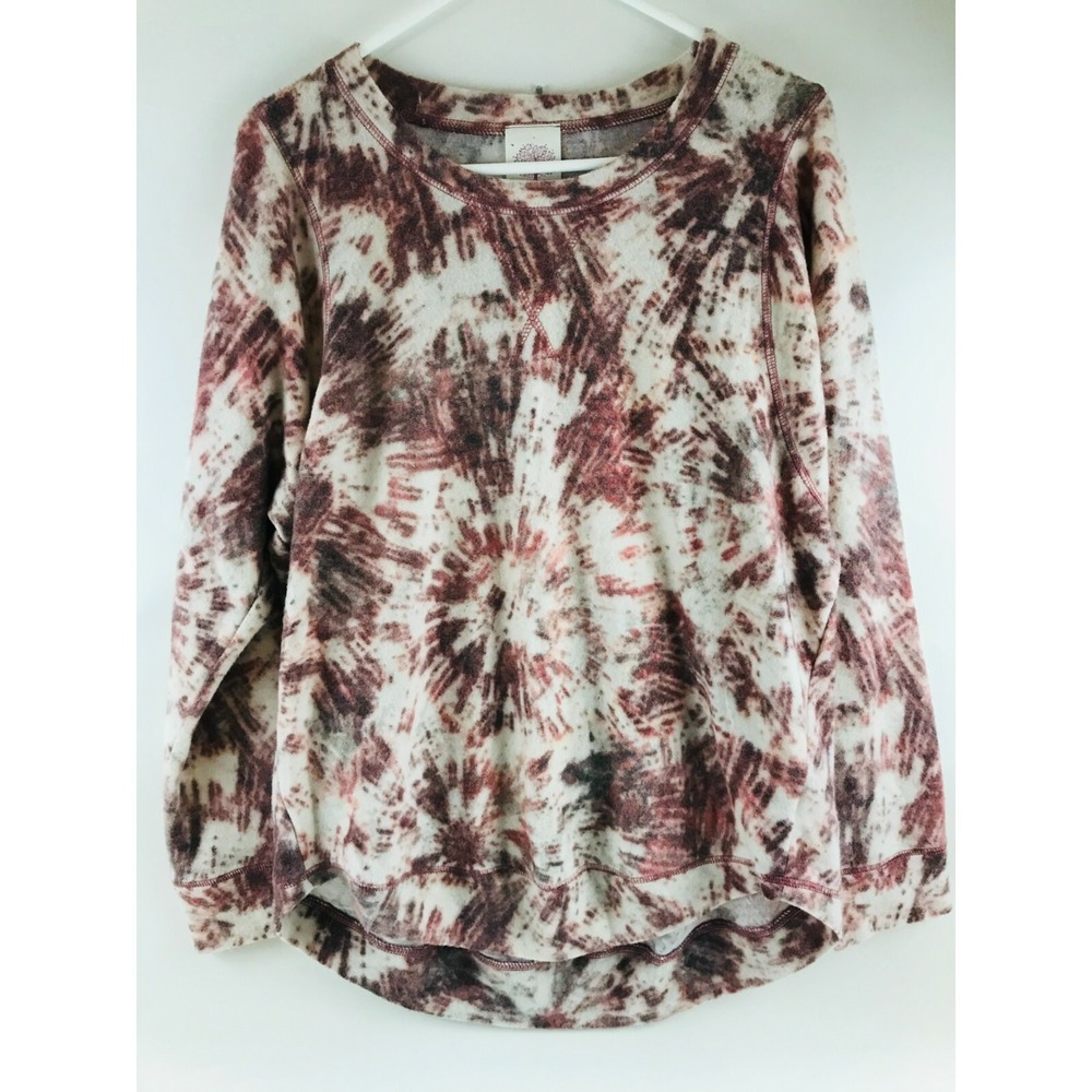 Freeloader Sweater Women's Size M Burgundy Tie Dye Crew Neck Long Sleeve